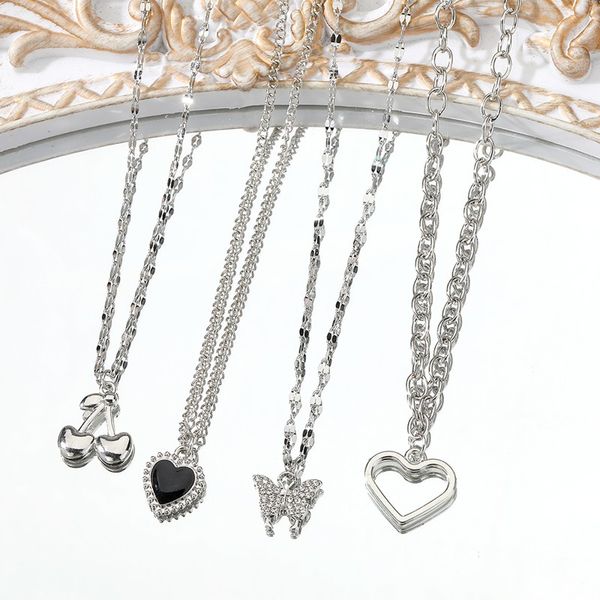 4-piece set cute cherry heart butterfly pendant necklaces for women silver color chain necklace fashion jewelry gifts
4-piece set cute cherry heart butterfly pendant necklaces for women silver color chain necklace fashion jewelry gifts