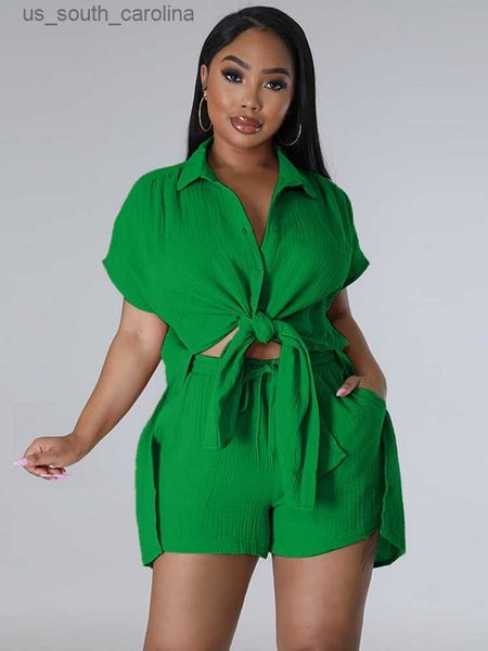 2 pieces set summer spring fashion women set 2023 female solid color short sleeve shirt and elastic waist shorts suit l230522, White;black
2 pieces set summer spring fashion women set 2023 female solid color short sleeve shirt and elastic waist shorts suit l230522, White;black