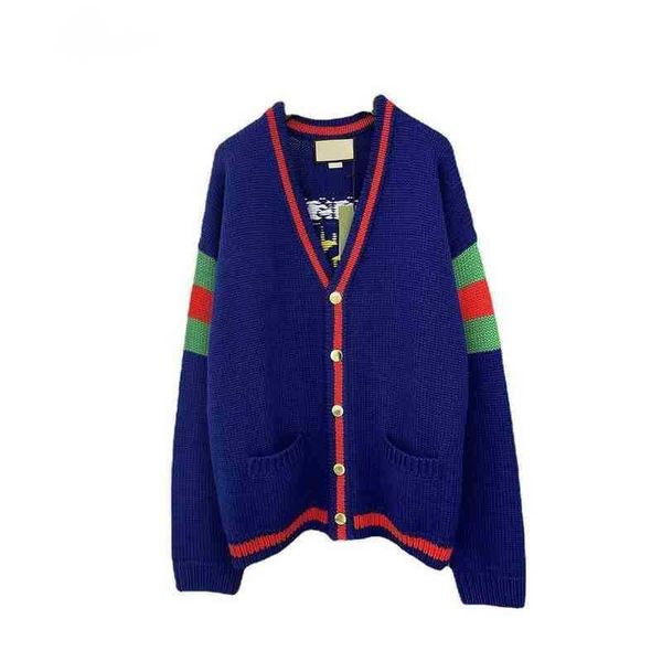early spring color matching v-neck cardigan 100th anniversary series knitted stripe medium length jacket men's and women's jacket, White;black
early spring color matching v-neck cardigan 100th anniversary series knitted stripe medium length jacket men's and women's jacket, White;black