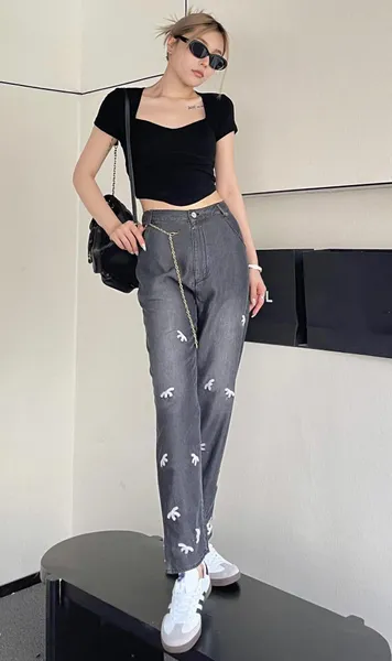 

new designer jeans womens denim pants business Must-have spring and summer gentlemen Imported high-quality denims comfortable siro spun cotton denim trousers K6, Gray