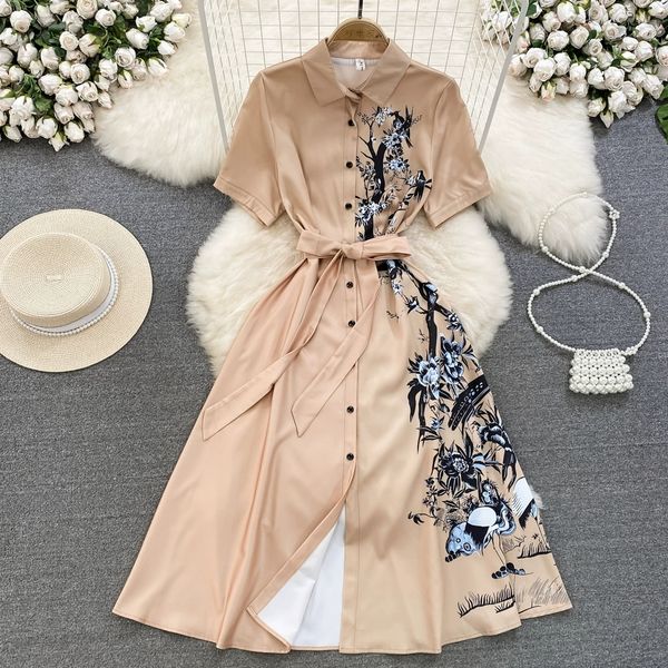 summer luxury light and luxury style lapel waist slim single breasted a-line printed shirt dress elegant long dress, Black;gray
summer luxury light and luxury style lapel waist slim single breasted a-line printed shirt dress elegant long dress, Black;gray
