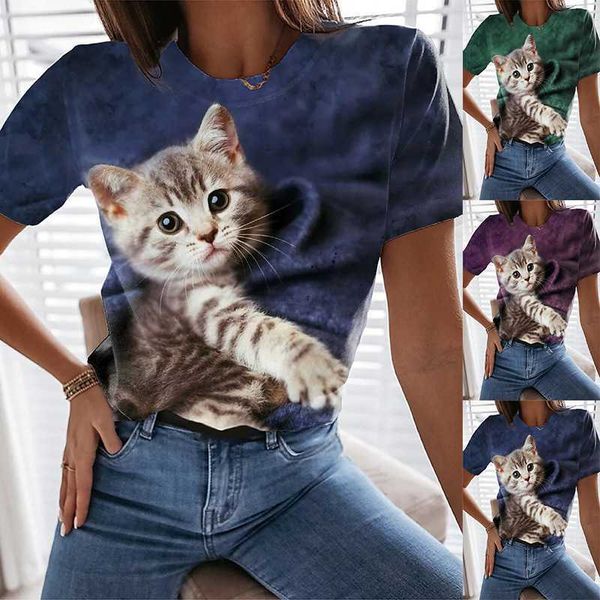 2023 summer leisure animal 3d printing short sleeve round neck t-shirt for women, White
2023 summer leisure animal 3d printing short sleeve round neck t-shirt for women, White