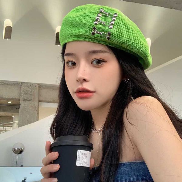 berets summer new knitted beret solid fashion trend artist student sun women's hat g220612, Blue;gray
berets summer new knitted beret solid fashion trend artist student sun women's hat g220612, Blue;gray