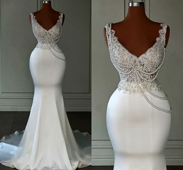 mermaid wedding dress v neck lace appliques pearls long satin bridal party gowns 2023 rrobe de mariee luxe vestidos de noiva customed, White
mermaid wedding dress v neck lace appliques pearls long satin bridal party gowns 2023 rrobe de mariee luxe vestidos de noiva customed, White