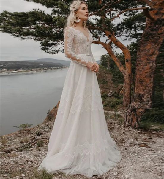 v-neck long sleeves appliques lace wedding dresses bridal gowns custom formal beach robe de mariee qa-2, White
v-neck long sleeves appliques lace wedding dresses bridal gowns custom formal beach robe de mariee qa-2, White