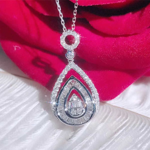 caoshi shining imitate moissanite water drop shape bridal pendant necklace classical cubic zirconia stone link chain necklaces, Silver
caoshi shining imitate moissanite water drop shape bridal pendant necklace classical cubic zirconia stone link chain necklaces, Silver