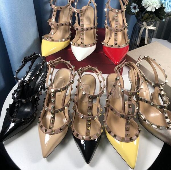 designer sandals high heel rivets v brand pointed wedding shoes 6cm 8cm 10cm thin heels nude patent leather two belts red pumps 34-44, Black
designer sandals high heel rivets v brand pointed wedding shoes 6cm 8cm 10cm thin heels nude patent leather two belts red pumps 34-44, Black