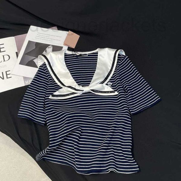 women's t-shirt designer summer new navy style simple fashion sweet temperament striped polo tie sequin contrast short sleeve t-shirt 3, White
women's t-shirt designer summer new navy style simple fashion sweet temperament striped polo tie sequin contrast short sleeve t-shirt 3, White