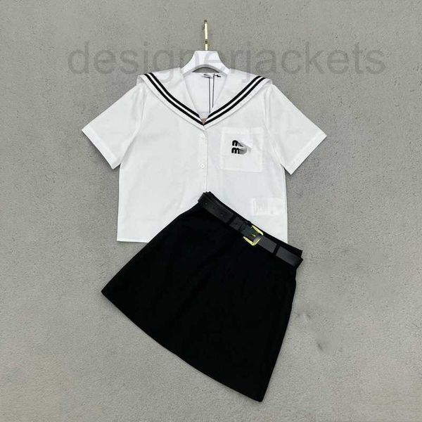 two piece dress designer 23 summer new navy style sweet, cute, slim, and age reducing short shirt paired with half length skirt casual set q, White
two piece dress designer 23 summer new navy style sweet, cute, slim, and age reducing short shirt paired with half length skirt casual set q, White