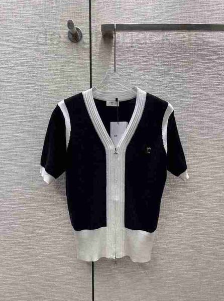 women's knits & tees designer 23 summer new casual versatile temperament reduced age triumphal arch contrast knitted short sleeve cardi, White
women's knits & tees designer 23 summer new casual versatile temperament reduced age triumphal arch contrast knitted short sleeve cardi, White