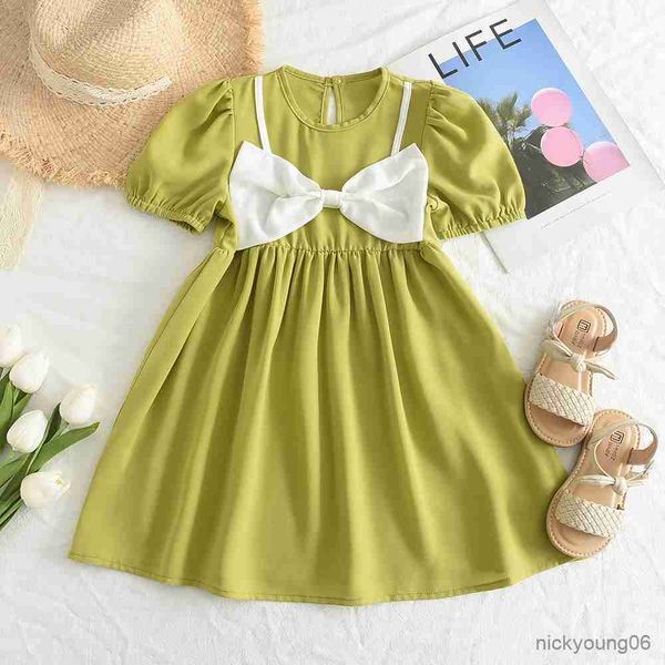 girl's dresses summer solid color bow kids princess short sleeved casual clothes girls party dress costume vestidos r230612, Red;yellow
girl's dresses summer solid color bow kids princess short sleeved casual clothes girls party dress costume vestidos r230612, Red;yellow