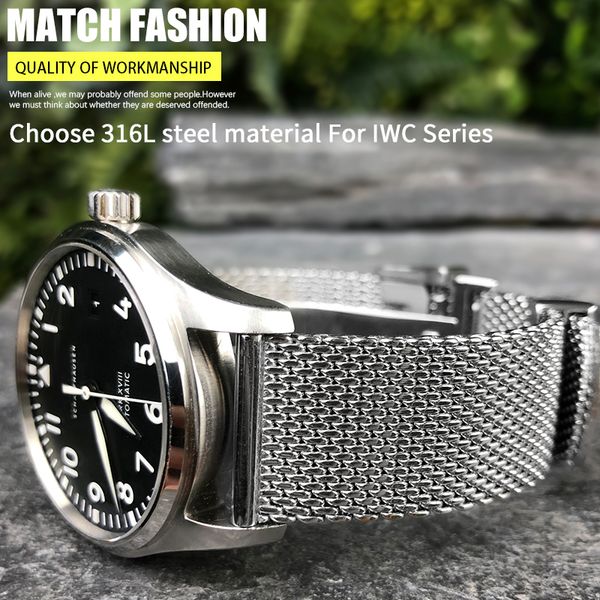 20mm 21mm 22mm stainless steel milanese mesh watchband replacement for iwc pilot's watches mark silver solid metal watch strap folding, Black;brown
20mm 21mm 22mm stainless steel milanese mesh watchband replacement for iwc pilot's watches mark silver solid metal watch strap folding, Black;brown