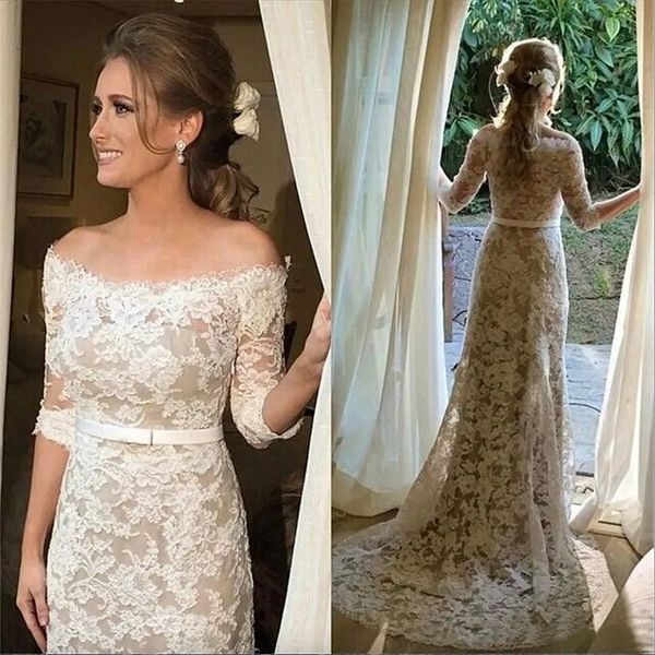 2023 vintage lace mermaid wedding dresses bridal gown off the shoulder half sleeves ribbon boho custom made sweep train vestidos de novia pl, White
2023 vintage lace mermaid wedding dresses bridal gown off the shoulder half sleeves ribbon boho custom made sweep train vestidos de novia pl, White