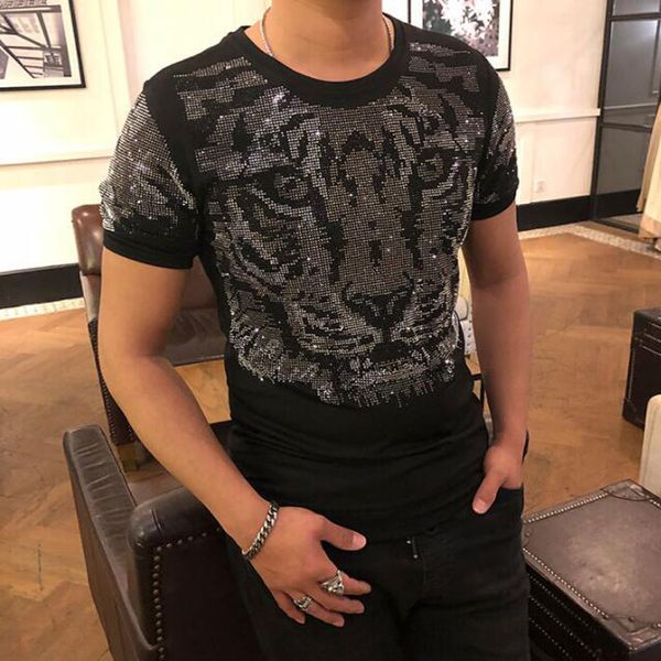 men's popular t-shirt diamond luxury tiger design tees 2023 new summer trend short sleeve black causal male man clothing, White;black
men's popular t-shirt diamond luxury tiger design tees 2023 new summer trend short sleeve black causal male man clothing, White;black
