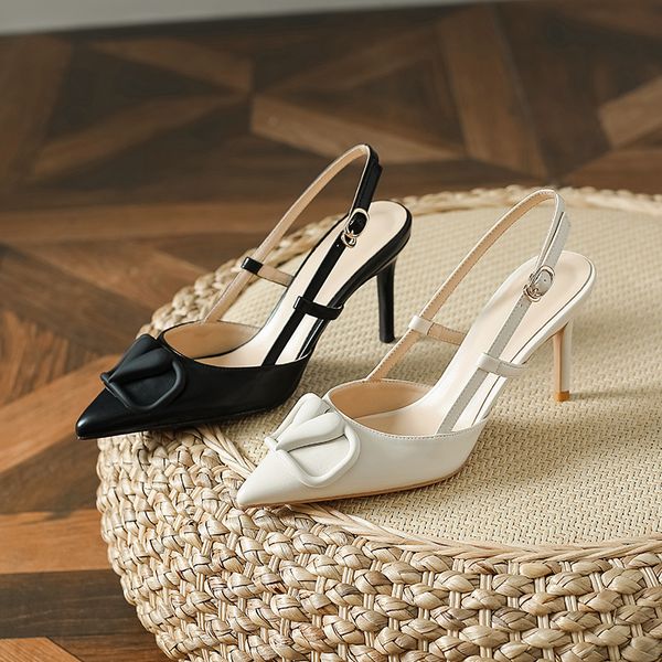 2023 new french summer pointy single shoe high heel back empty stiletto sandals, Black
2023 new french summer pointy single shoe high heel back empty stiletto sandals, Black