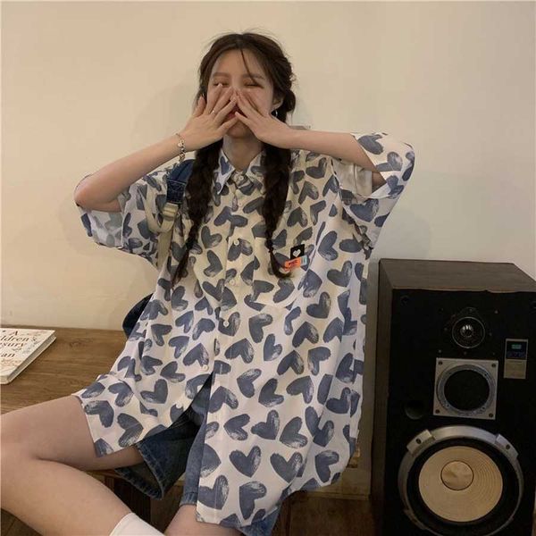 new women leisure shirts love print simple polo-neck short sleeve blouse ulzzang design loose chic all-match daily, White
new women leisure shirts love print simple polo-neck short sleeve blouse ulzzang design loose chic all-match daily, White