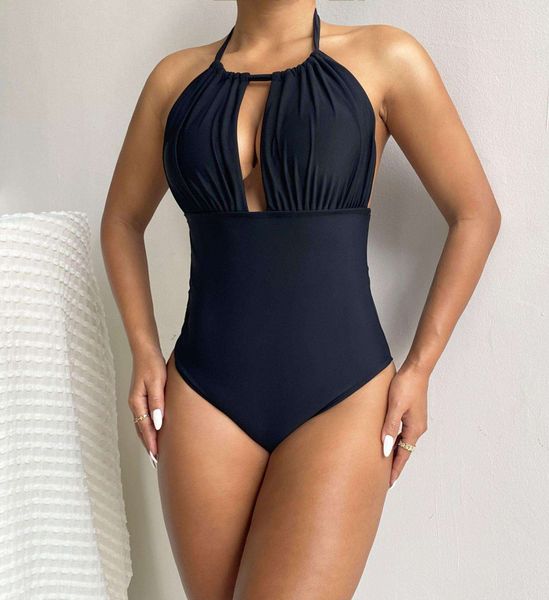 swimsuit womens solid color backless ins style high elastic lace up one piece, White;black
swimsuit womens solid color backless ins style high elastic lace up one piece, White;black