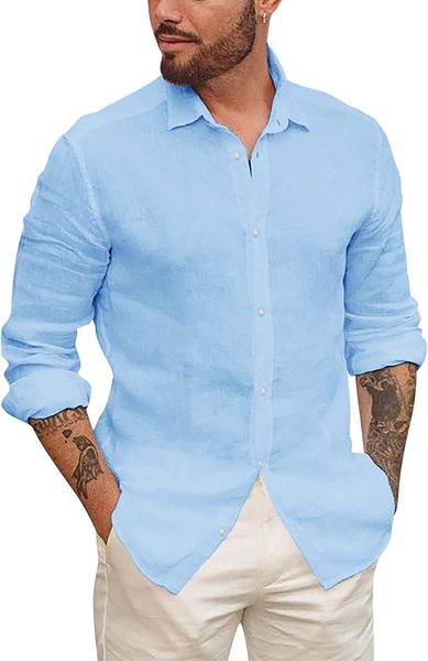 mens button up shirts long sleeve linen beach casual cotton summer lightweight in 2023, White;black
mens button up shirts long sleeve linen beach casual cotton summer lightweight in 2023, White;black