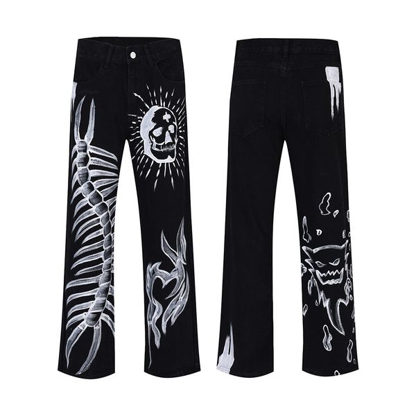full print graffiti black jeans pants men's straight hip hop baggy cargos oversized loose casual denim trousers, Black;brown
full print graffiti black jeans pants men's straight hip hop baggy cargos oversized loose casual denim trousers, Black;brown