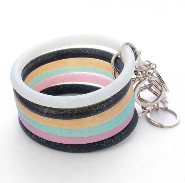 popular sequin silicone o key chain circle wristlet multiful key ring wrist strap bracelet with keychain bangle7278541, Silver
popular sequin silicone o key chain circle wristlet multiful key ring wrist strap bracelet with keychain bangle7278541, Silver