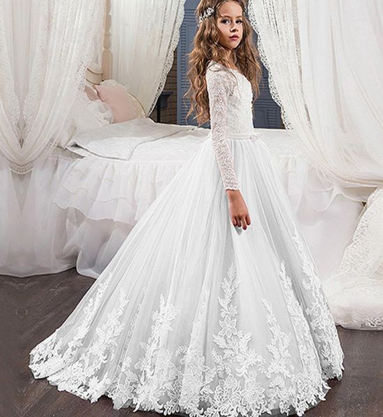 elegant lace jewel neck long sleeves flower girl dress for wedding first communion white ivory vestidos de festa5946395, White;red
elegant lace jewel neck long sleeves flower girl dress for wedding first communion white ivory vestidos de festa5946395, White;red