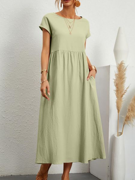 women cotton linen maxi dress summer elegant solid color short sleeve o neck sundress female vintage y2k pockets loose long, White;black
women cotton linen maxi dress summer elegant solid color short sleeve o neck sundress female vintage y2k pockets loose long, White;black