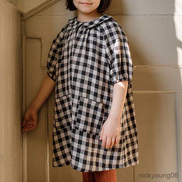 girl's dresses retro black summer girls dress 2023 new children's doll collar casual cotton sleeve with pockets r230612, Red;yellow
girl's dresses retro black summer girls dress 2023 new children's doll collar casual cotton sleeve with pockets r230612, Red;yellow