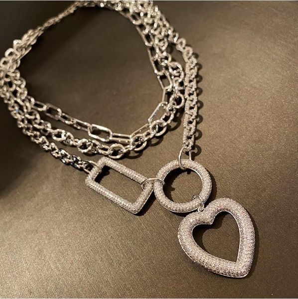 necklaces geometric square round heartshaped pendant necklace threelayer thick chain inlaid zirconium exaggerated allmatch necklace, Silver
necklaces geometric square round heartshaped pendant necklace threelayer thick chain inlaid zirconium exaggerated allmatch necklace, Silver