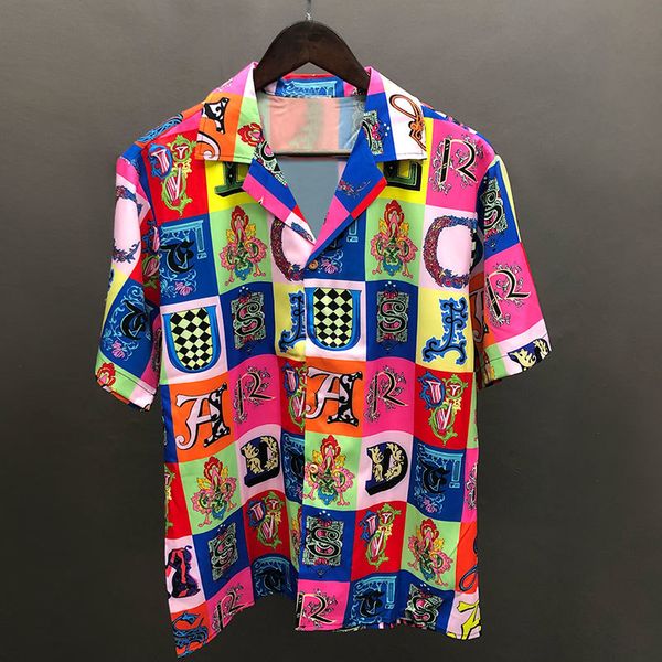 men hawaiian shirt streetwear retro colorful checkered letter print beach shirt summer shirt hip hop casual tropical holiday, White;black
men hawaiian shirt streetwear retro colorful checkered letter print beach shirt summer shirt hip hop casual tropical holiday, White;black