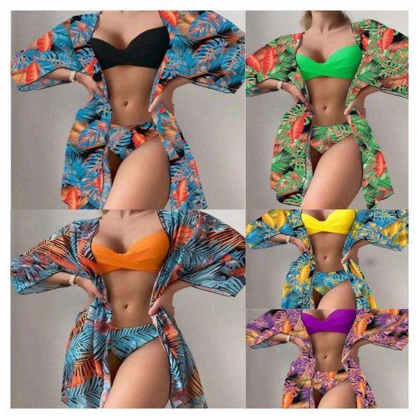 swimsuit three piece womens split long shirt, White;black