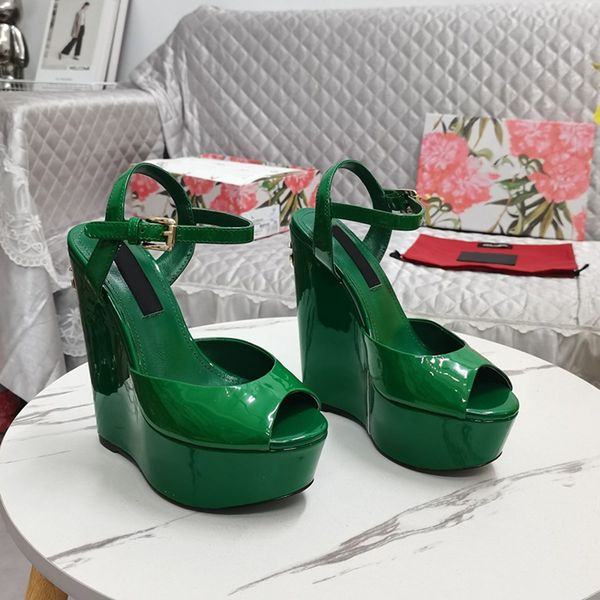 new wedge platform pumps sandals almond open toe heels 15.5cm women's luxury designers patent leather outsole fashion evening paty shoe, Black
new wedge platform pumps sandals almond open toe heels 15.5cm women's luxury designers patent leather outsole fashion evening paty shoe, Black
