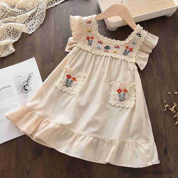 girl's dresses baby girls cotton new summer flower embroidery dress toddler kids casual flying sleeve princess clothes r230612, Red;yellow
girl's dresses baby girls cotton new summer flower embroidery dress toddler kids casual flying sleeve princess clothes r230612, Red;yellow
