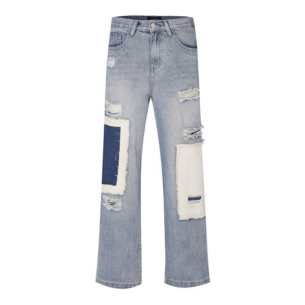 summer pockets patchwork baggy men's jeans streetwear straight washed ripped casual denim trousers oversized, Blue
summer pockets patchwork baggy men's jeans streetwear straight washed ripped casual denim trousers oversized, Blue