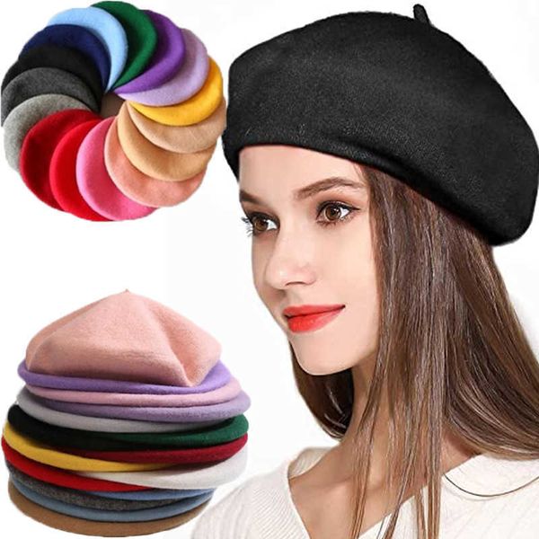 berets vintage plain beret beanie french style women's wool warm winter hat g220612, Blue;gray
berets vintage plain beret beanie french style women's wool warm winter hat g220612, Blue;gray