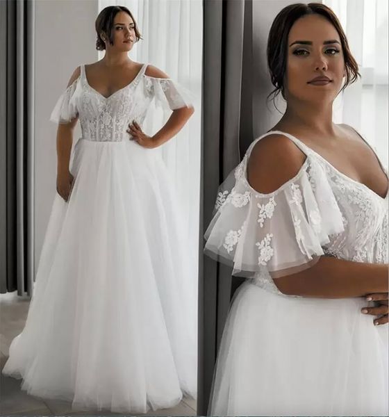 gorgeous plus size wedding dresses bridal gown lace applique sweep train v neck cap sleeves off the shoulder tulle beaded beach garden vesti, White
gorgeous plus size wedding dresses bridal gown lace applique sweep train v neck cap sleeves off the shoulder tulle beaded beach garden vesti, White