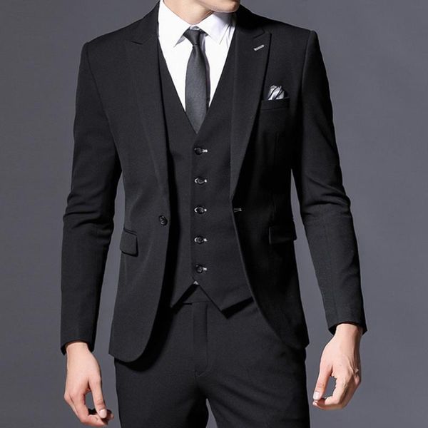 blazers 3 piece black slim fit men suits for boyfriend with peaked lapel wedding tuxedo smart casual man fashion jacket vest pants 2022, White;black
blazers 3 piece black slim fit men suits for boyfriend with peaked lapel wedding tuxedo smart casual man fashion jacket vest pants 2022, White;black