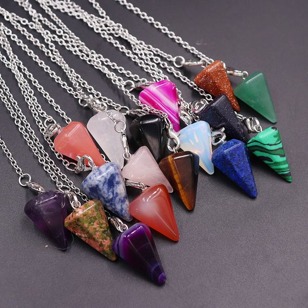 natural stone cone pendulum pendant for dowsing wicca pointed crystal pillar simple pendulums reiki pendule amulet, Silver
natural stone cone pendulum pendant for dowsing wicca pointed crystal pillar simple pendulums reiki pendule amulet, Silver