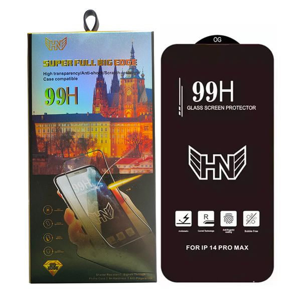 Image of Premium 99H Tempered Glass For iPhone 14 13 12 11 Pro Max Plus xs XR X GLASS Phone Screen Protector for A14 A24 A34 A54 A13 A23 A33 A53 A73 Full cover glass