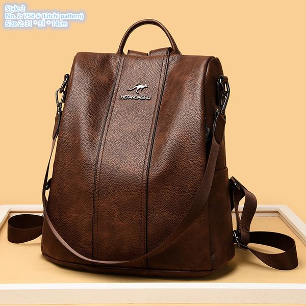 Factory sales ladies shoulder bag 3 simple and versatile solid color leather handbag vertical anti-theft zipper leisure backpacks letter printing backpack 8603#, Brown
Factory sales ladies shoulder bag 3 simple and versatile solid color leather handbag vertical anti-theft zipper leisure backpacks letter printing backpack 8603#, Brown