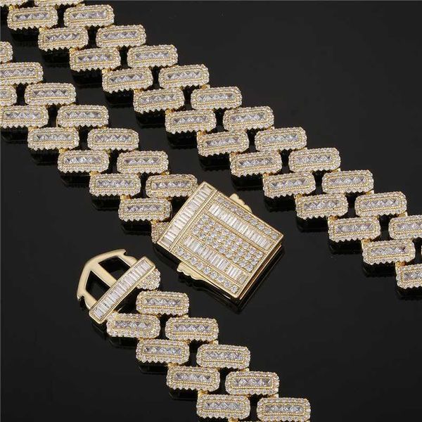 iced out 19mm baguette prong miami cuban link chain copper zircon bracelet necklaces hip hop jewelry, Silver
iced out 19mm baguette prong miami cuban link chain copper zircon bracelet necklaces hip hop jewelry, Silver