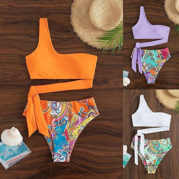 style through printing split swimsuit vacation beach high waist bikini one shoulder female batch, White;black
style through printing split swimsuit vacation beach high waist bikini one shoulder female batch, White;black