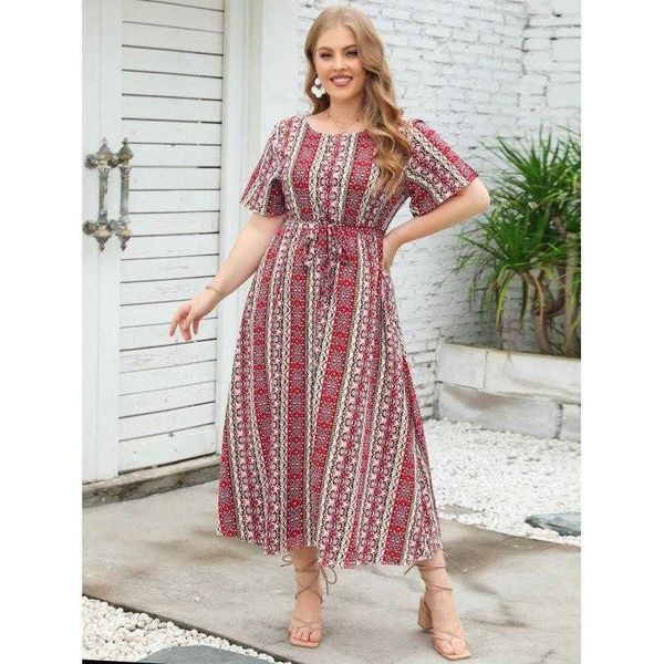 large size dress womens clothing summer ethnic style striped printed round neck short sleeve elastic waist, Black;gray
large size dress womens clothing summer ethnic style striped printed round neck short sleeve elastic waist, Black;gray