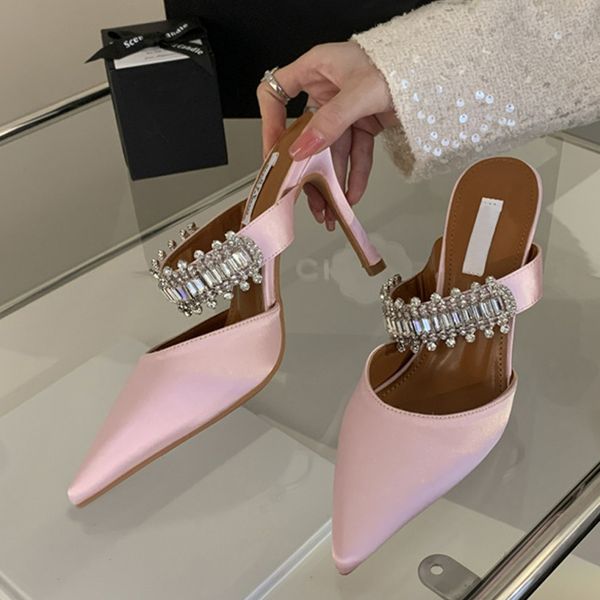 liyke rhinestones satin women pumps slippers elegant pointed toe high heels lady mules sildes summer fashion party prom shoes, Black
liyke rhinestones satin women pumps slippers elegant pointed toe high heels lady mules sildes summer fashion party prom shoes, Black
