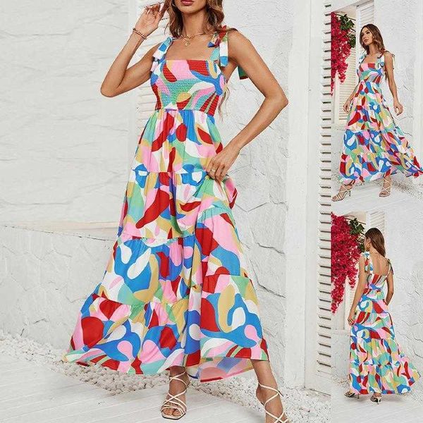 summer elegant leisure spaghetti strap dresses floral print long dress for women, Black;gray
summer elegant leisure spaghetti strap dresses floral print long dress for women, Black;gray