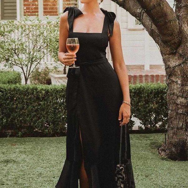 summer womens dress elegant solid color strap fashionable with side slit, Black;gray
summer womens dress elegant solid color strap fashionable with side slit, Black;gray
