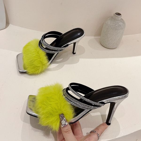 liyke street woman square toe thin high heels slippers fashion fluffy feather summer sandal party banquet shoes mules slide, Black
liyke street woman square toe thin high heels slippers fashion fluffy feather summer sandal party banquet shoes mules slide, Black