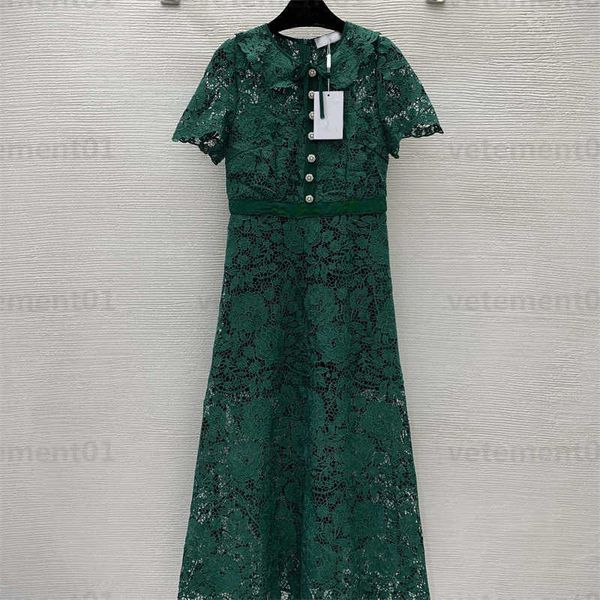 summer dresses plus size designer women lace water-soluble fabric with diamond buttons bow decoration lapel waist short-sleeved elegant long, Black;gray
summer dresses plus size designer women lace water-soluble fabric with diamond buttons bow decoration lapel waist short-sleeved elegant long, Black;gray