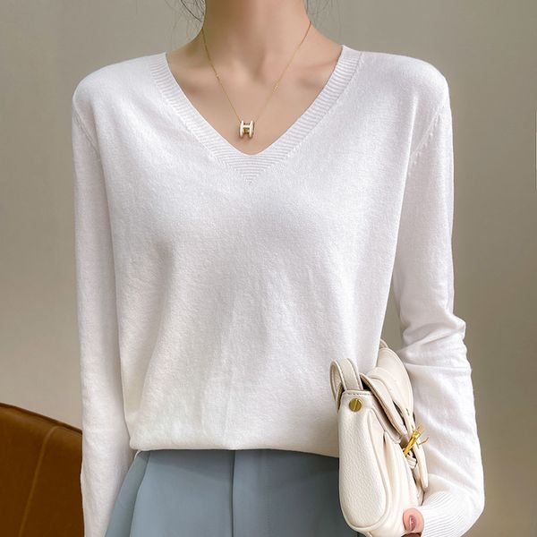 female new v-neck knitted sweater long-sleeved loose pullover spring/summer casual solid base shirt thin sweater wild women, White;black
female new v-neck knitted sweater long-sleeved loose pullover spring/summer casual solid base shirt thin sweater wild women, White;black
