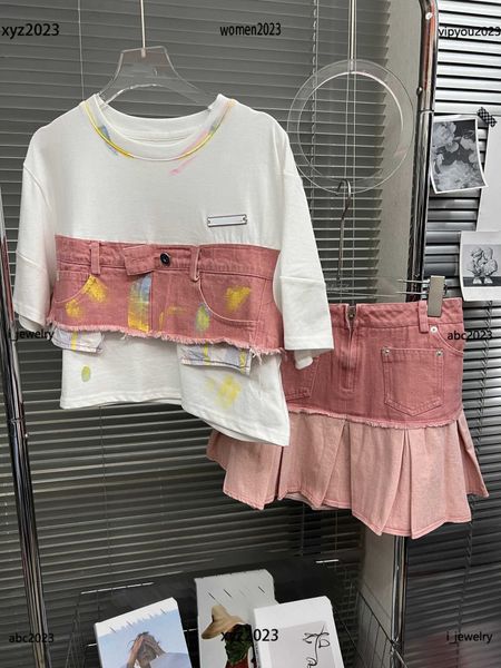 luxury designer woman dress set fashion two piece dress size s-l loose fitting short design t-shirt and layered denim short skirt, White
luxury designer woman dress set fashion two piece dress size s-l loose fitting short design t-shirt and layered denim short skirt, White