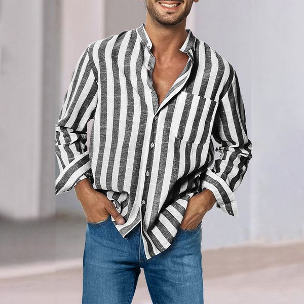 new fashion shirt men wholesale striped print cotton stand collar design long sleeve shirts for men, White
new fashion shirt men wholesale striped print cotton stand collar design long sleeve shirts for men, White